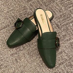 Dark green mules